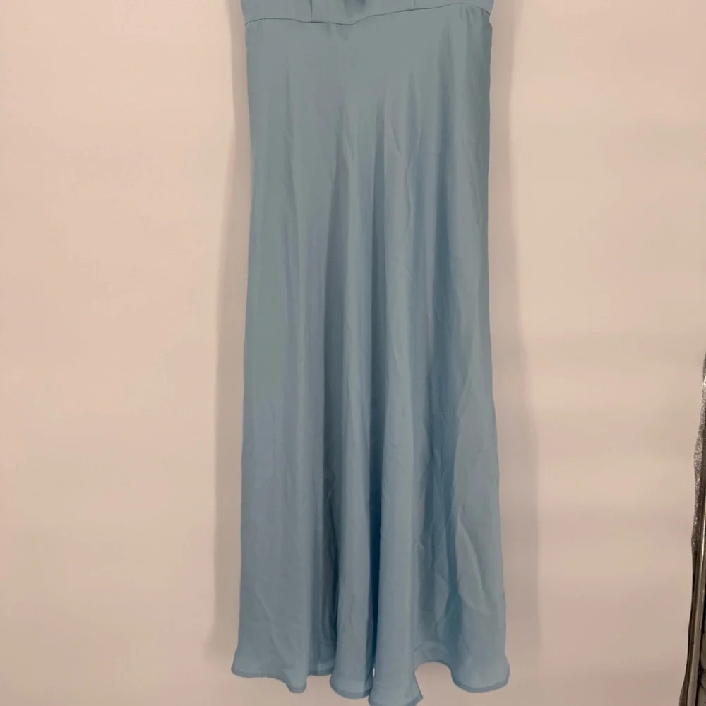 Favorite Daughter The Whisk Me Away Satin Dress High neck bow tie 6 - Picture 9 of 15